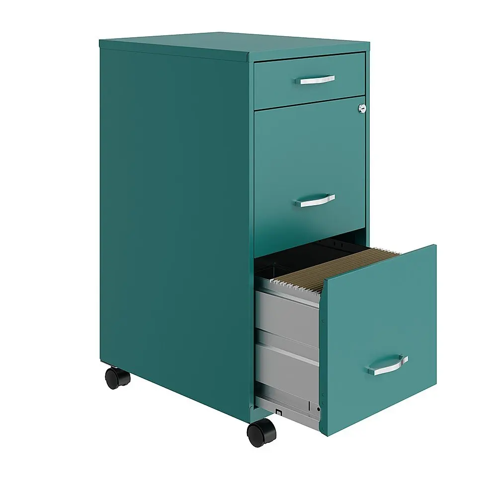 18" Deep 3 Drawer Mobile Metal File Cabinet with Pencil Drawer