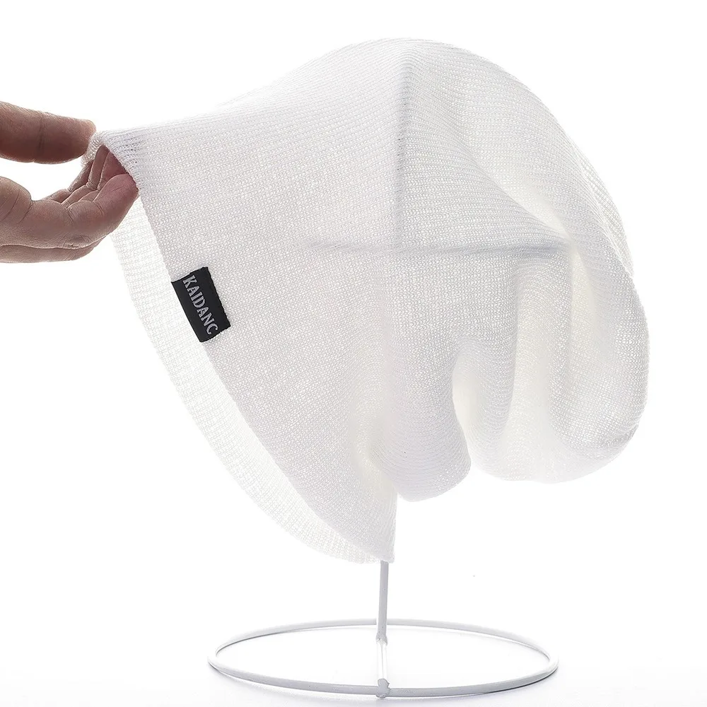 

Creative Multicolor Beanie Soft Thin Stacked Hat Breathable Big Head Circumference Baotou Hat Girl Women