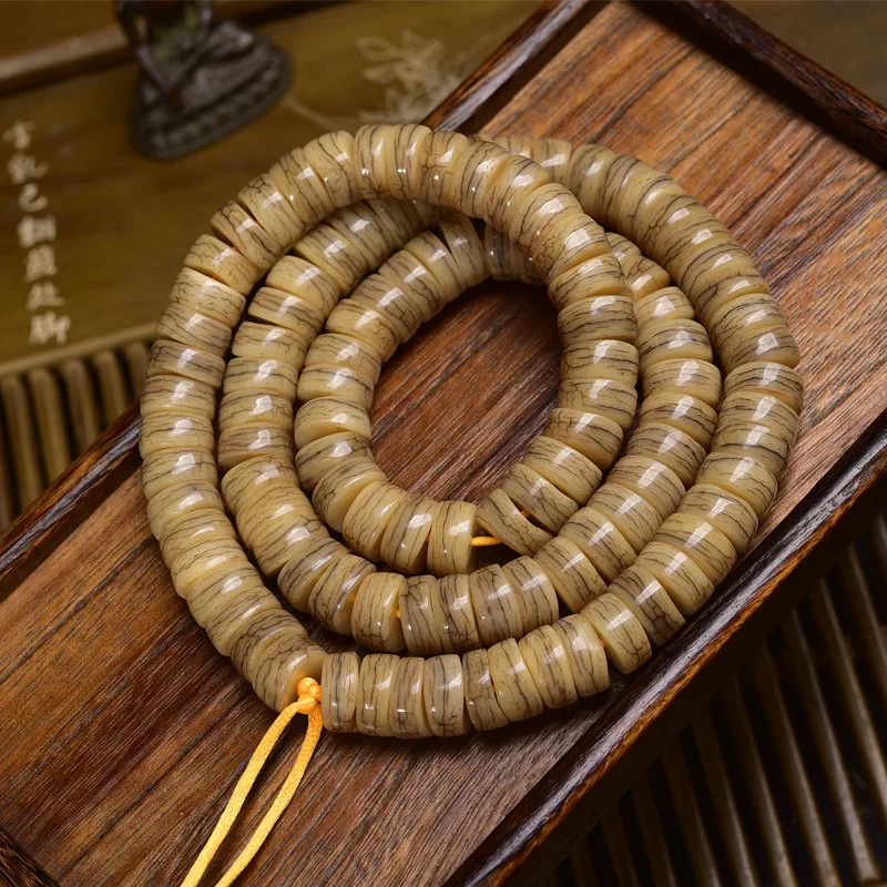 

108 Beaded Tibetan Yak Multi-Wrap Bracete Buddha Beads Bone