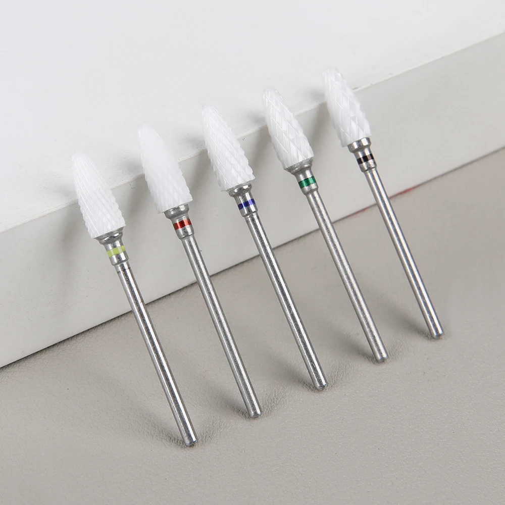 Broca de cerámica para uñas, removedor de Gel rotativo para cutículas, fresas para taladro eléctrico, accesorios de herramientas para decoración de uñas, 5 uds.