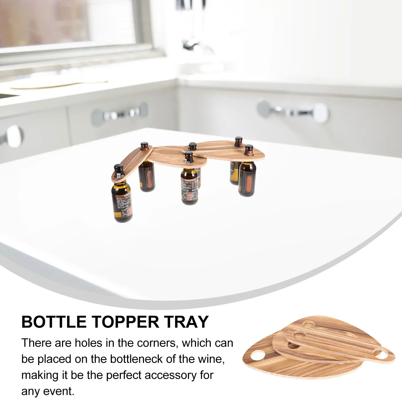 

3pcs Bottle Tray Wooden Serving Boards Picnic Trays Floating Cheese Board Dining Table Lightweight Camping Food Trays
