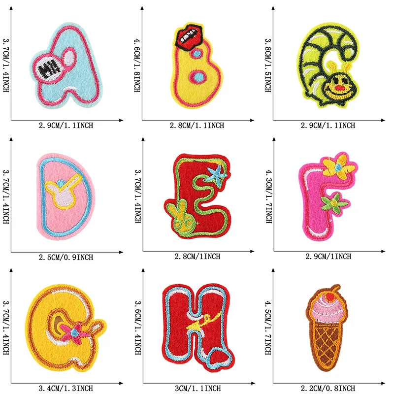 26/pcs/lot Stoffe Buchstaben Streifen Eisen auf Patch für Kleidung Kinder Baby Mini kleine nähen gestickte Alphabet Bulk Parches niedlichen Set – Detail 9