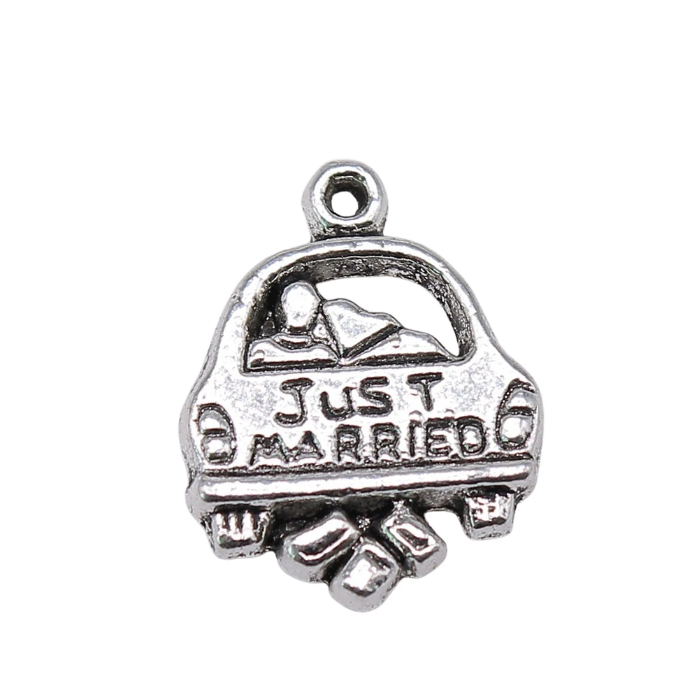 WYSIWYG 10pcs 20x15mm Honeymoon Lovers Couple Car Charm Newlyweds Lover Charms Just Married Charm For Jewelry Making
