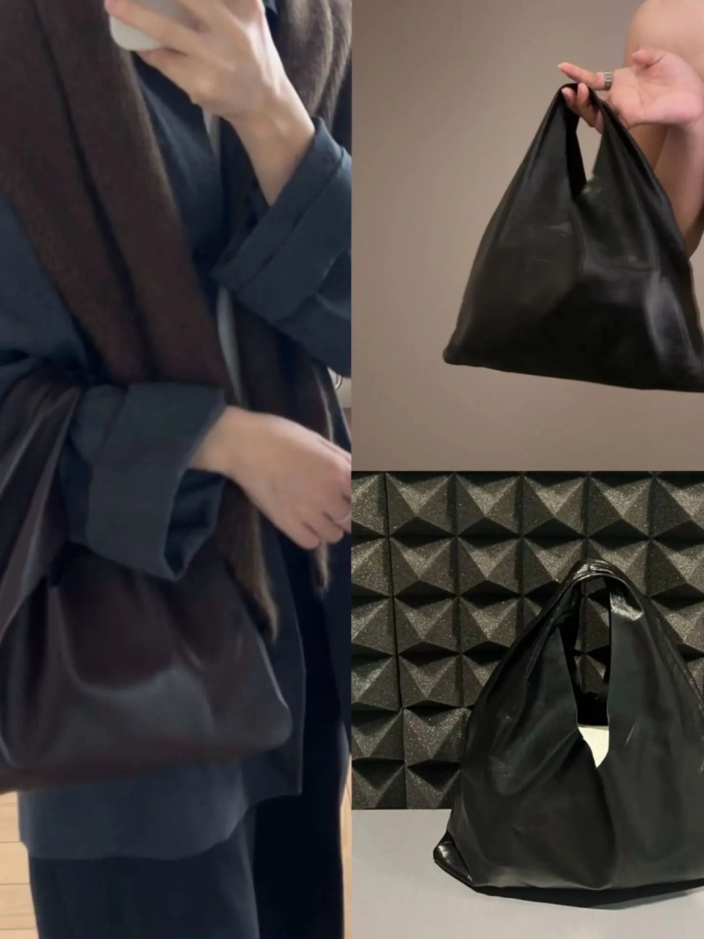 

2025 new top layer cowhide leather triangle bag handbag versatile, simple and fashionable tote handbag