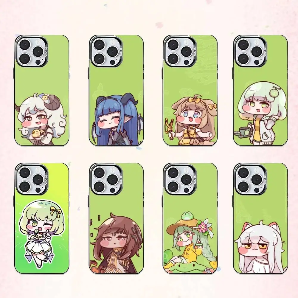 

card Game T-Trickcal Chibi Go Phone Case For iPhone17,16,15,14,13,12,11 Plus,Pro Max Colored Silver Plated Inside Cover