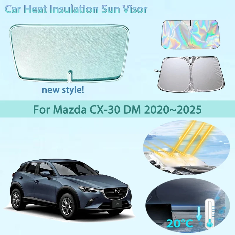 

Car Front Windshield Sunshade Heat Insulation Sun Visor Summer Auto Accessories For Mazda CX-30 DM 2020~2025 2022 2023 Foldable