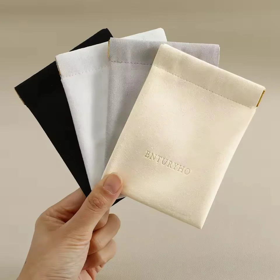 

50pcs beige microfiber shrapnel self-closing cosmetic bag, small portable lipstick storage bag for women, mini coin purse