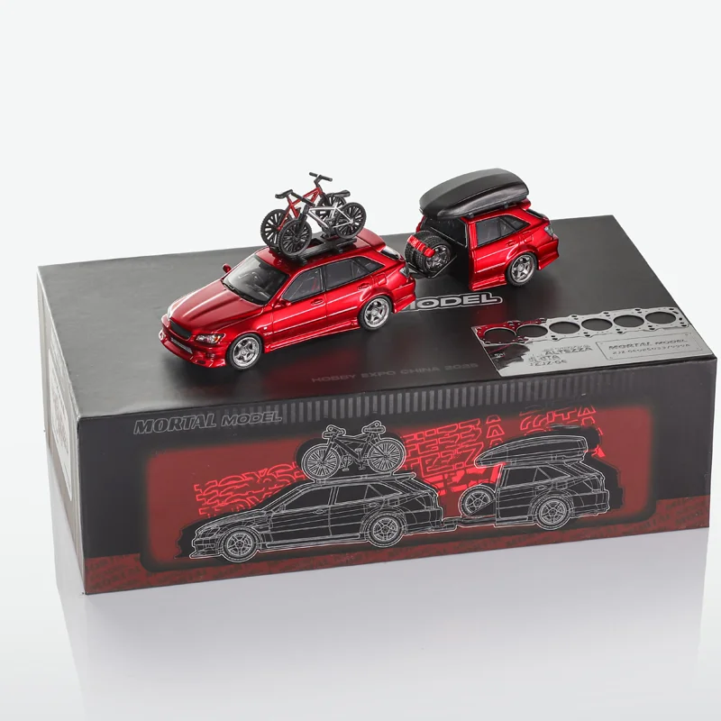 Mortal 2025 Beijing Exhibition Limited Edition HEC 1:64 Ground Shark IS200 bicycle/Set Die-cast alloy car Model Collection gift