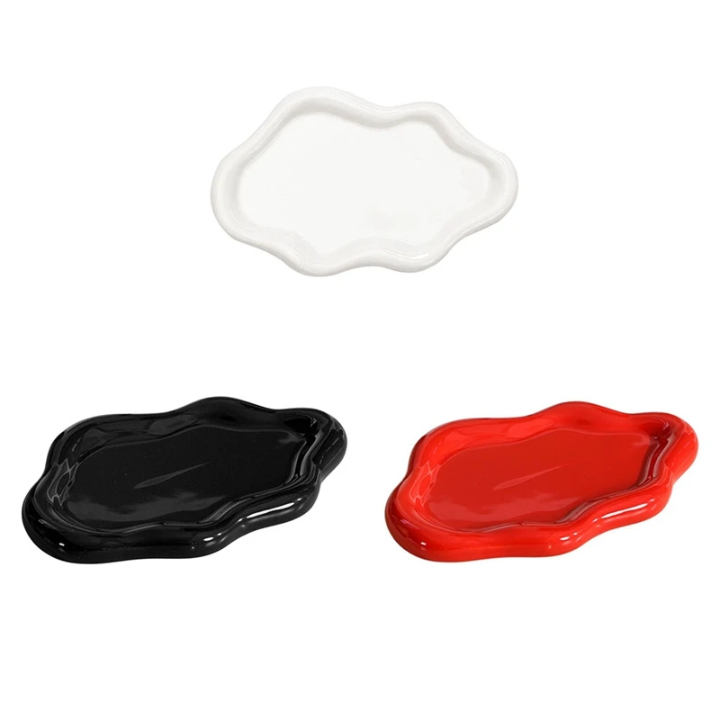 

Hot SV-Ceramic Jewelry Tray Dish For Ring Key Trinket Cloud Shape Decor Jewelry Plate Holder Bedroom Decor Aesthetic Gift