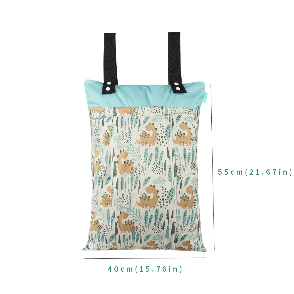 Fashion Print Zipper Wet Dry Bag Waterproof 40*55cm With 2 Handles Hanging Diaper Bag