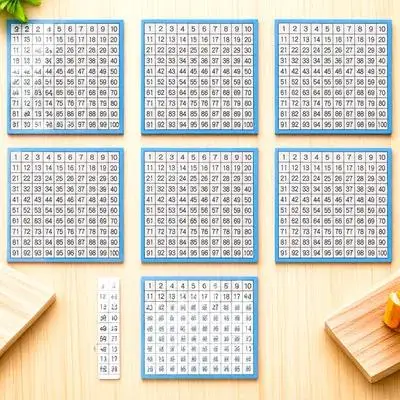 10 أوراق مخطط أرقام 1-100 مئات مخطط للفصول الدراسية والتعليم المنزلي للأطفال تعلم الرياضيات مستلزمات التدريس التعليم