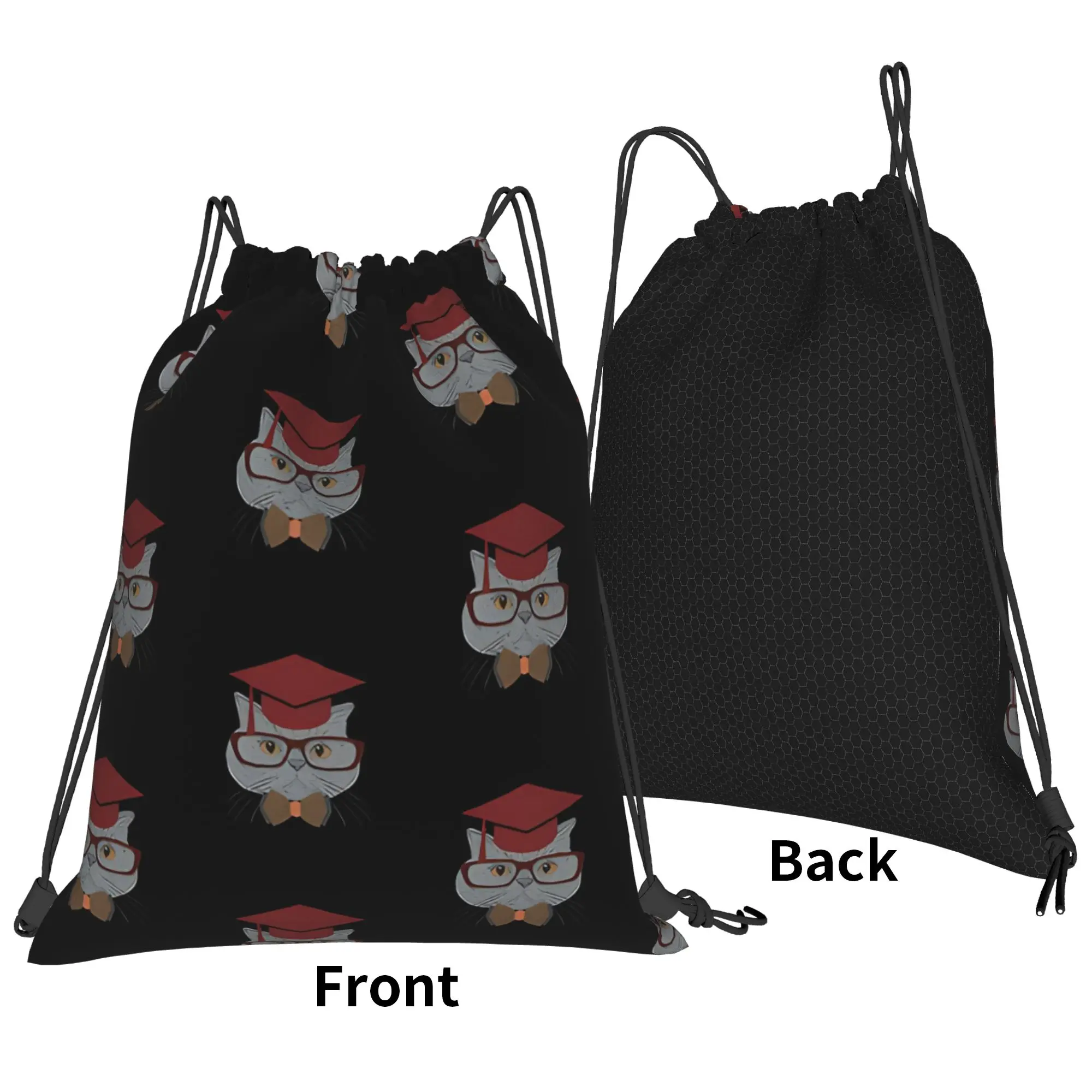 Cat Lover Cat Graduation Portable Travel Drawstring Bags Riding gym Backpack Grad Gift Storage Backpacks