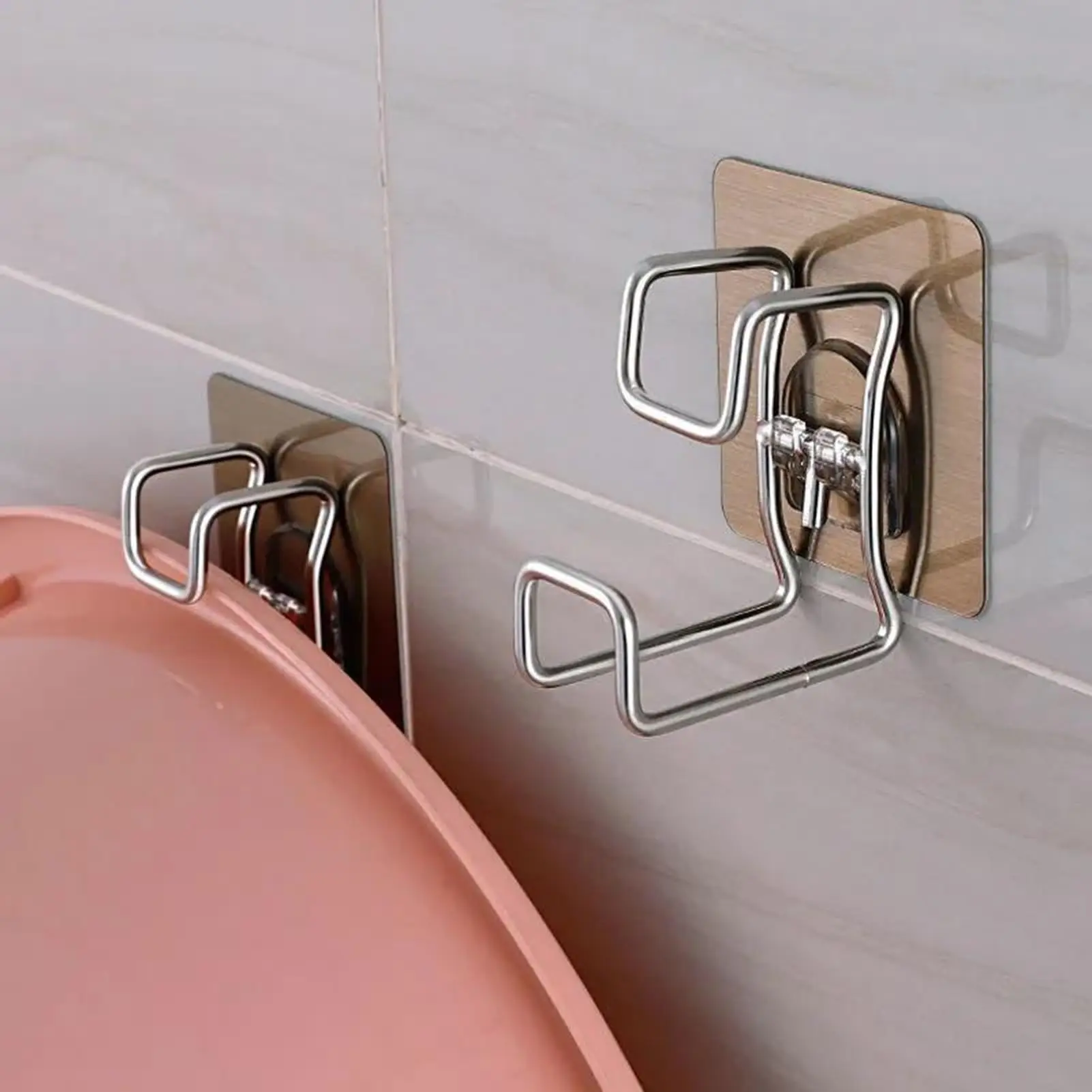 Selbstklebende Haken zur Wandmontage, Aufbewahrungshaken für Waschbecken, Halter für Badezimmer, Waschbecken, Aufbewahrungsregal, platzsparend, rostfreie Haken – Detail 9