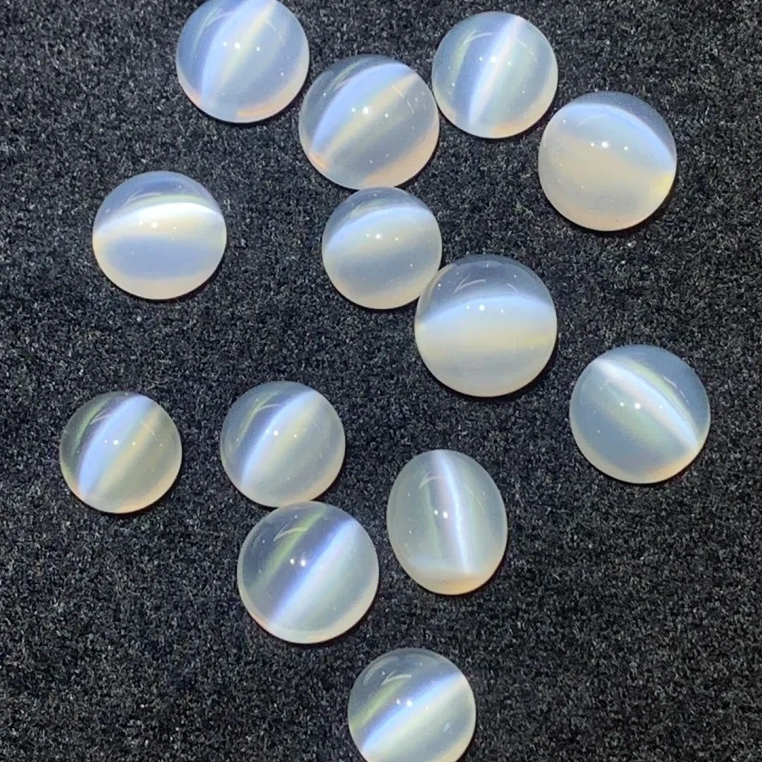 

Высокое качество натуральный кошачий глаз лунный камень круглый кабошон свободный камень для кольца-подвески