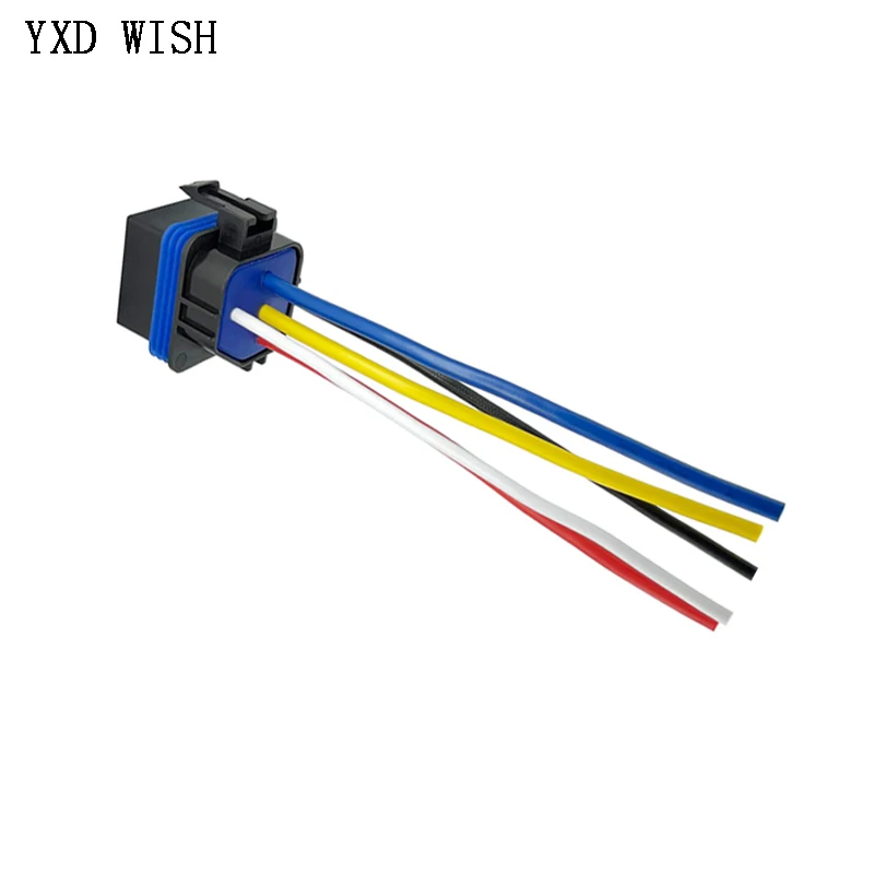 Waterproof Automotive Relay DC 5V/12V/24V/48V Car Relay With Black Red Copper Terminal Auto Relays 5pin 40A With Relay Socket