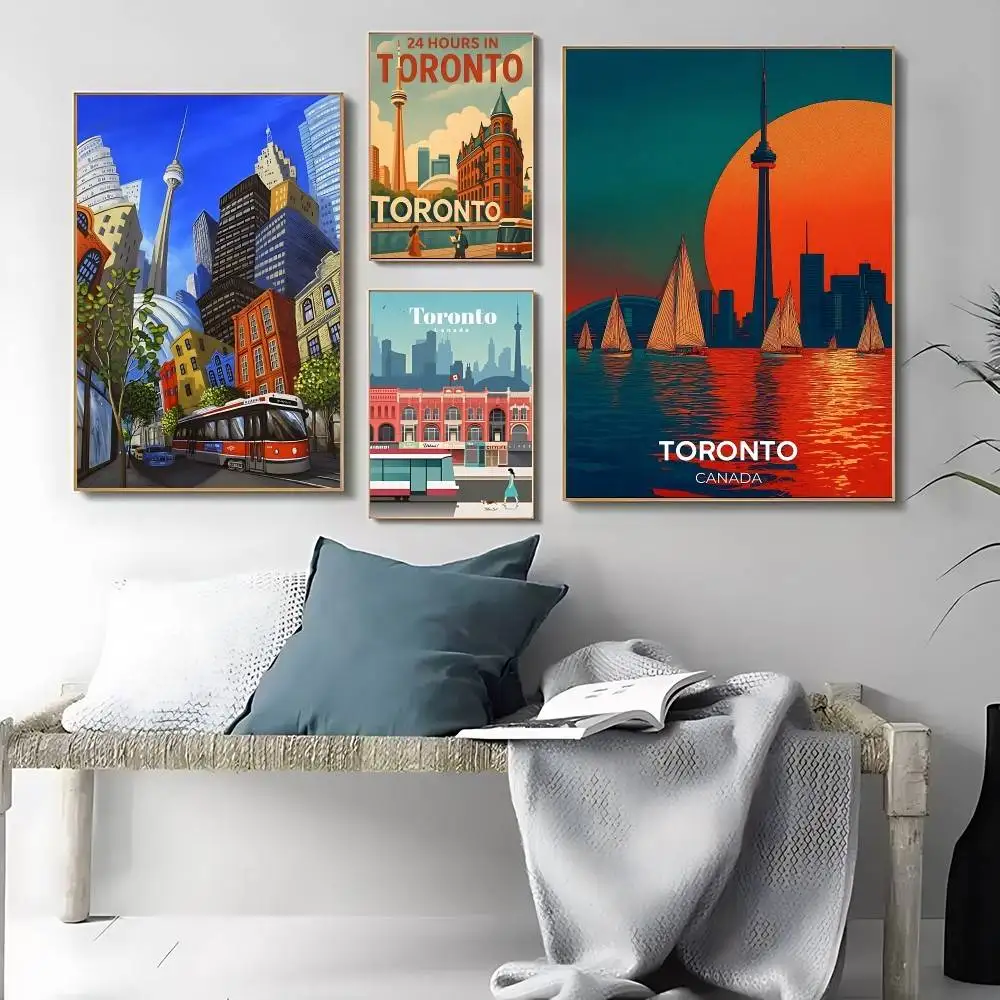 Toronto Canada Travel Poster Kraft Club Bar Paper Vintage Posters Wall Art Painting Bedroom Study Stickers