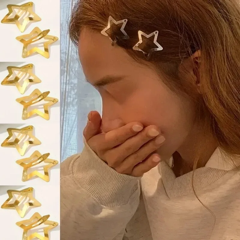 5/12PCS Starlight Golden Five-pointed Star Mini Star Small Hairpin Modern Style Sweet Style Bangs Styling Accessories Small Clip