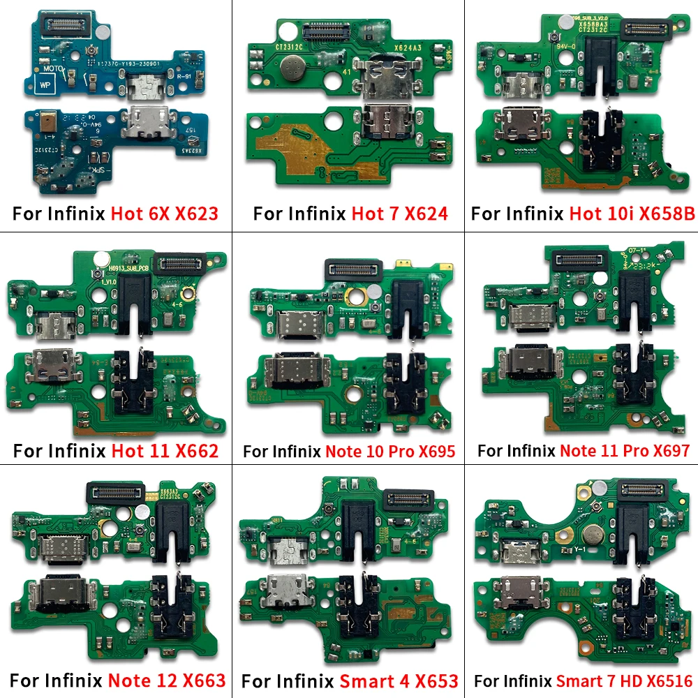 USB Power Charging Connector Board Plug Port Dock Flex Cable For Infinix Hot 6X 7 10i 11 30 Play Note 10 11 Pro 12 30 Smart 4