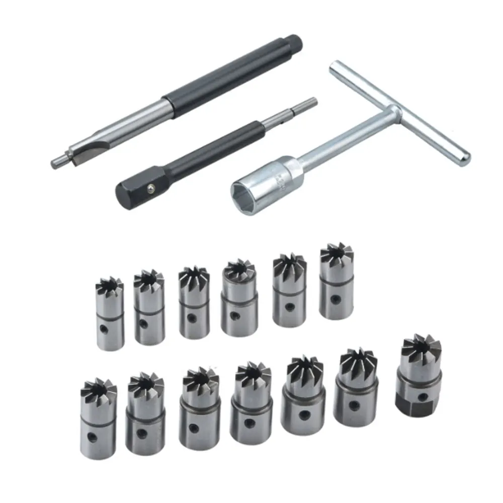 Podofo 17Pcs Diesel Injector Seat Reamer Cleaner Cutter Tool Set Carbon Remover Kit for Common Rail Engine Professional Injector Nozzle Base Cleaning Repair Tools Universal Car Maintenance Kit