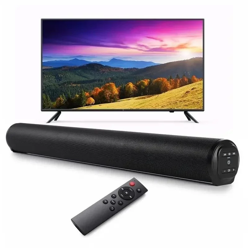 BS-10 BT5.0 Sound Blaster TV Soundbar Metal Cylinder Remote Control Home Theater Echo Wall Sound System Suitable for PC FM/TWS