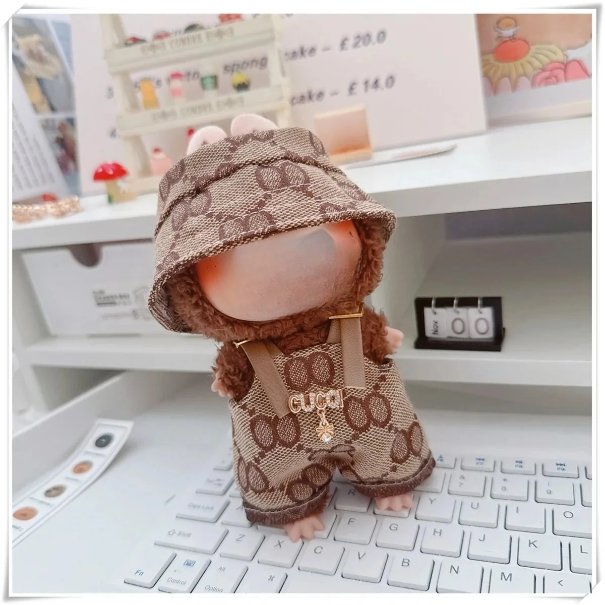 

For 17cm Labubus Mini Doll Clothes Outfit Hat Bag Clothes Shoes Labubu doll Accessories Cultivate Sitting Party Toys V1 V2 V3