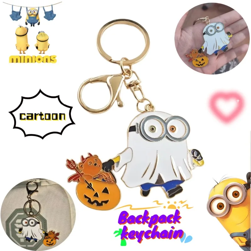 

Ins style Minions creative cartoon cute keychain pendant, girl's heart backpack accessory, couple's same style small pendant