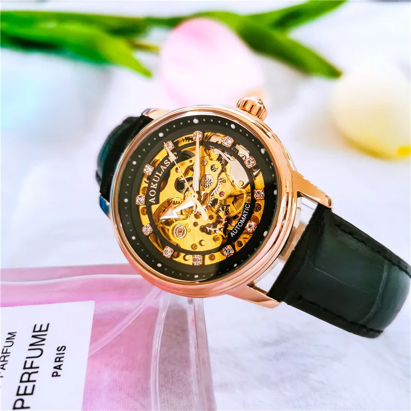 Free Shipping OUTLETSNew Hot Sale Oguras 's Automatic Mechanical Double-Sided Hollowed Leisure Women's Watch Fashion