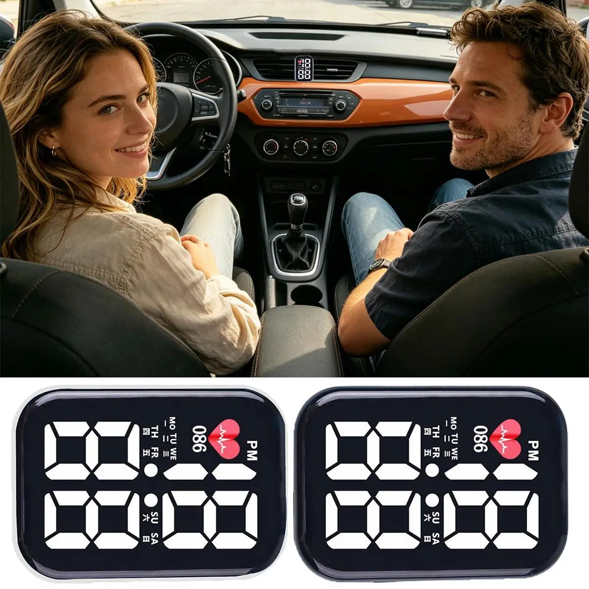 Car Clocks For Dash Waterproof Stick On Luminous LED Watch Mini Digital Clock For Car Dashboard Motorcycle Boat Bike Truck SUV