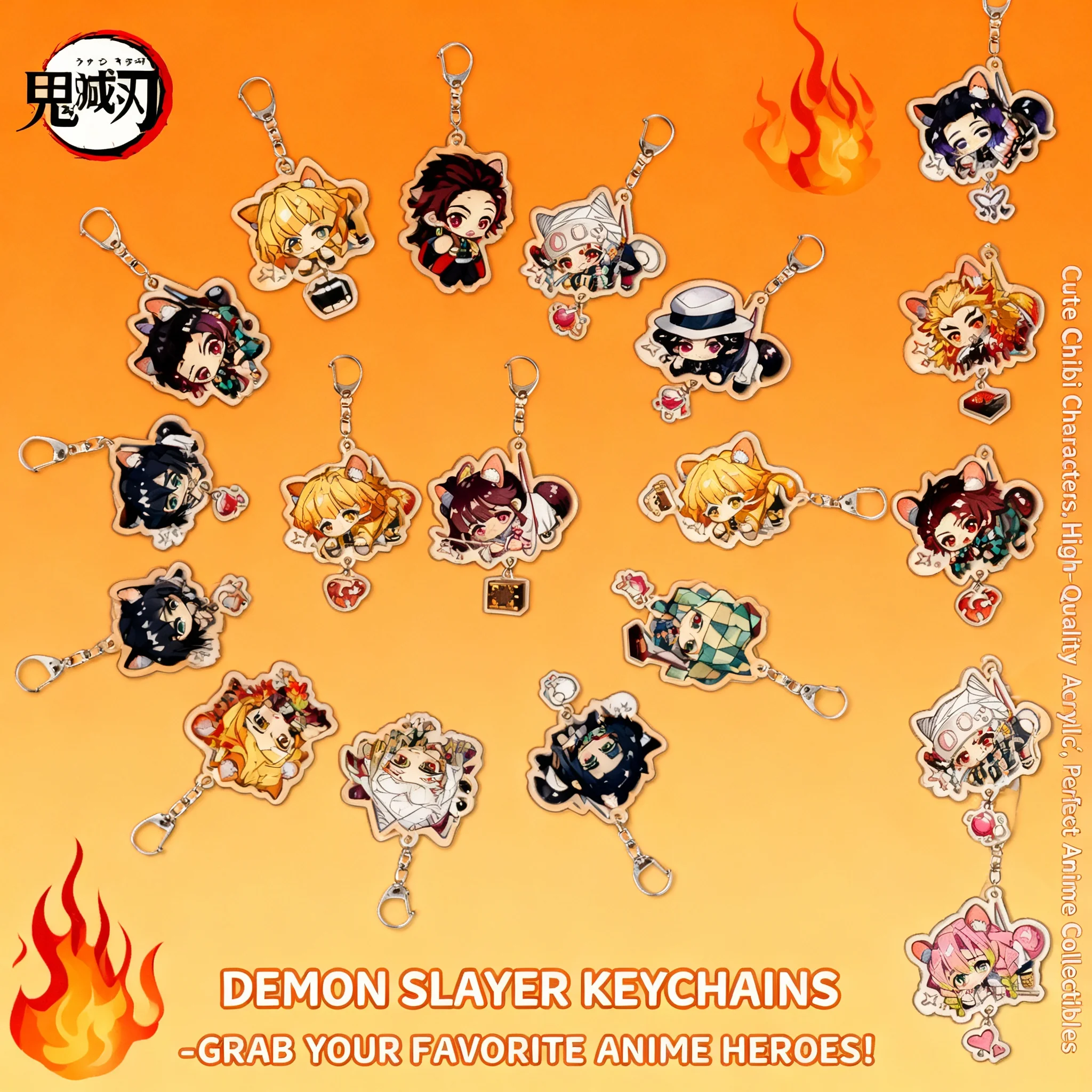 

Demon Slayer Acrylic Keychain Kamado Tanjiro Agatsuma Zenitsu Nezuko Anime Pendant Charm Accessories Cosplay Gift Collection