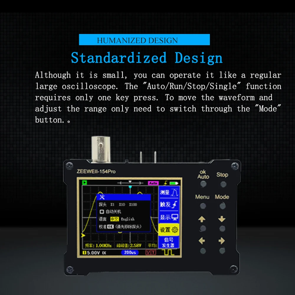 2.4-inch TFT Color Screen Digital Oscilloscope 1MHz/18MHz Bandwidth 40MSa/s Sampling Rate Signal Generator Oscilloscope