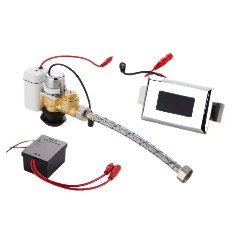 Washroom Concealed Wall Mount Sensor Toilet Urinal Flushing Automatic Valve Full Set