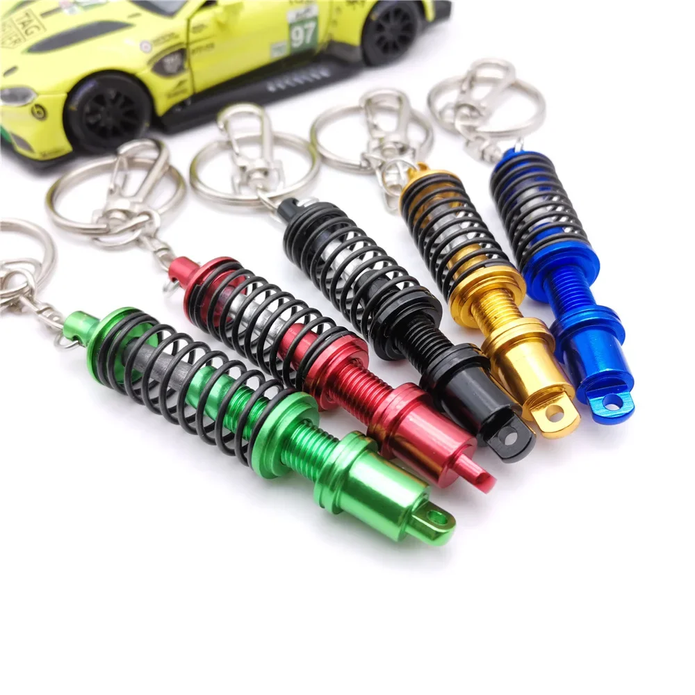 Adjustable Coilover Spring Keychain Shock Absorber Keyring Practical Aluminum Alloy Motorcycle Car Keychain Creative Gifts