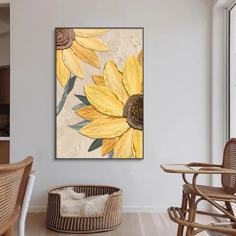 

Modern simple sunflower decoration sofa background wall living room abstract art entrance canvas painting