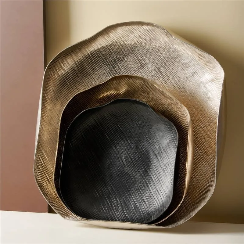 Modern simple irregular tray ornament model room living room desktop storage plate black decorative bowl
