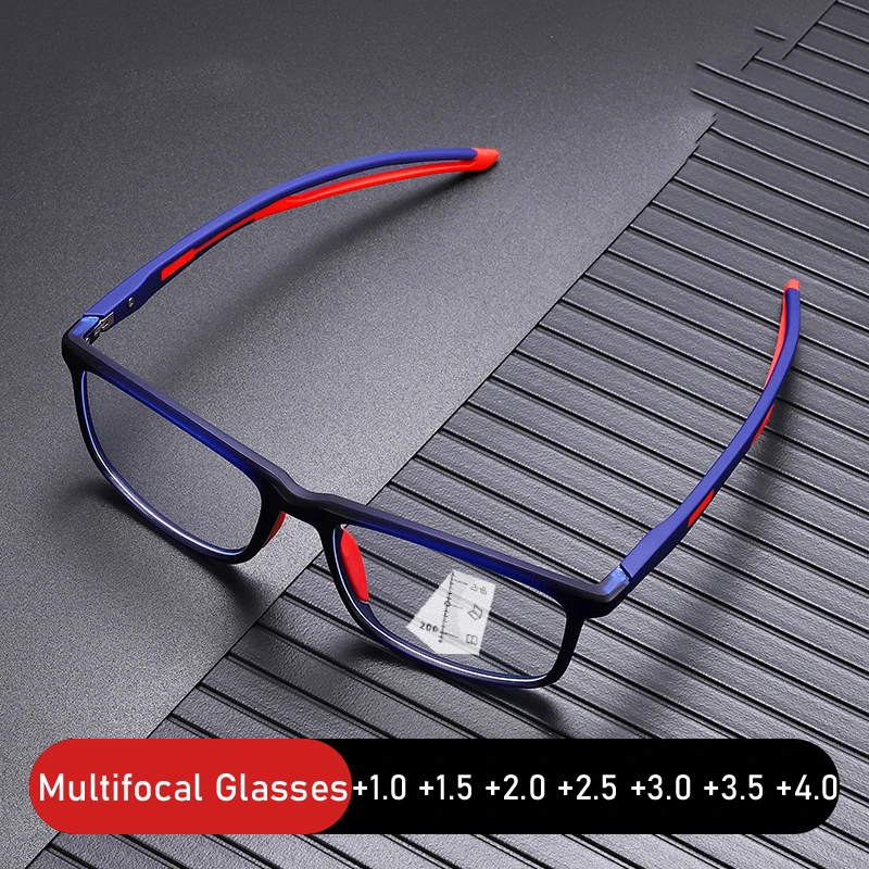 

Ultralight TR90 Frame Blue Light Blocking Multifocal Reading Glasses Vintage Outdoor Sport Men Women Near Far Presbyopia Eyewear