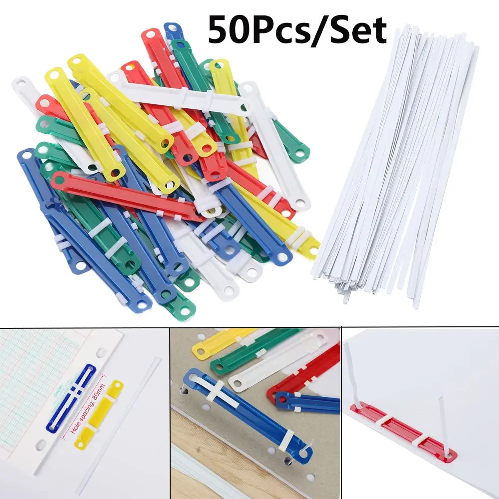 50pcs/Set Useful Notepad Office Storage Tool Hinged Rings Binding Clip Loose-leaf File Folder Document Fasteners