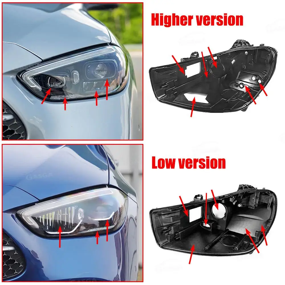 Car Front Headlight Shell Fit For Mercedes-Benz C-CLASS W206 2021-2024 Replacement Front Lamp Holder Car Headlight Base