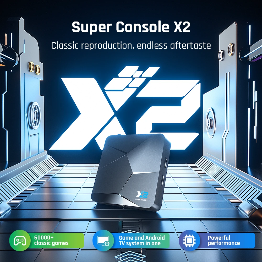 KINHANK Super Console X2 consola de juegos Retro 60000 videojuegos 60 emuladores compatibles con PSP/PS1/DC/SS Android TV Box regalo para niños