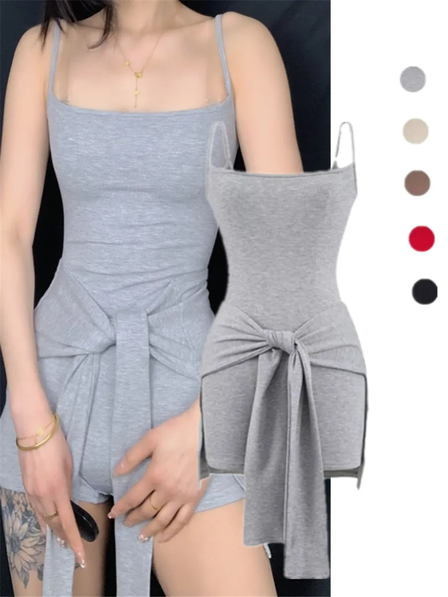 

Street Sle High Waist Two-Piece Set Strapl Bodysuit Slimming Waist Design Inspired by ular American TV ows