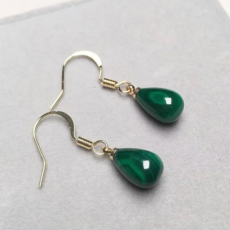 Natural Malachite Hand Carved Drop Shaped Jade Pendant  Earrings Fashion Boutique Jewelry Men and Women\'s Green Earrings Gifts