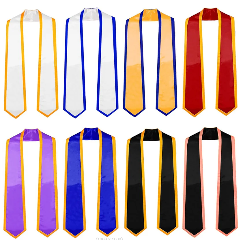 20pcs Plain Graduation Honor Stole Sash Angled End With Trim Unisex Adult 72