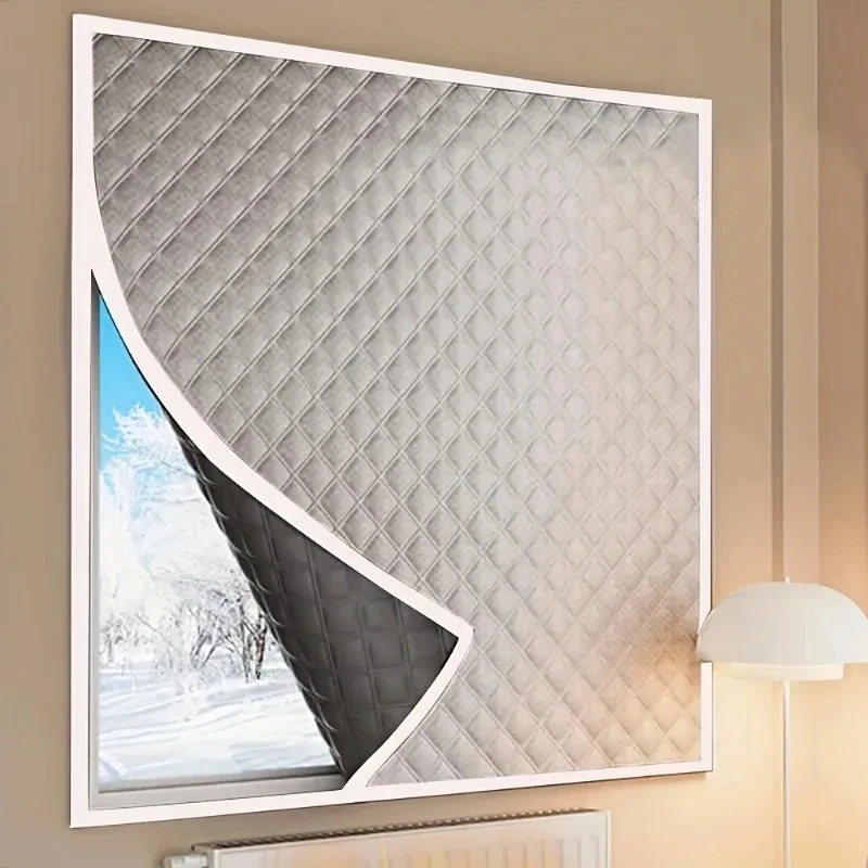 Winter Window Insulation Film Thick Quilted Thermal Curtain Windproof Cold Proof Window Cover for Home Winter Heat LossPreventio