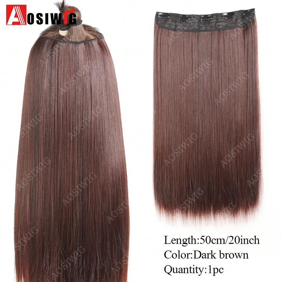 Synthetic Long Straight Clip In Hair Extensions