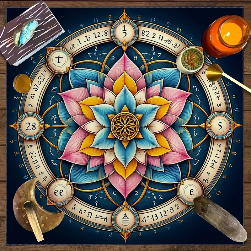 Mystic Astrology Zodiac Wheel Tarot Mat for Witchcraft Rituals Spiritual Decor Bohemian Boho Bohemian Home Altar Cloth