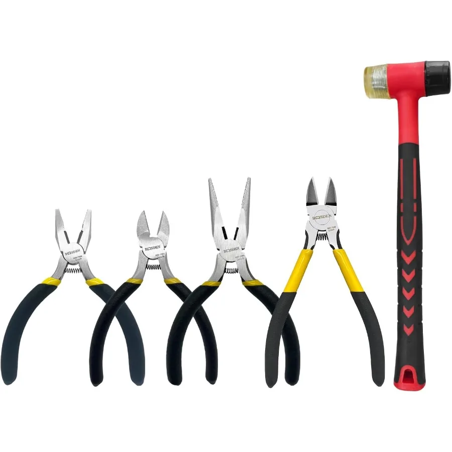 

Набор плоскогубцев из 5 предметов, включая резиновый молоток 25 мм, 5 кусачек, 5 игольчатых плоскогубцев, 5 диагональных кусачек, 5 плоскогубцев Lineman для DI