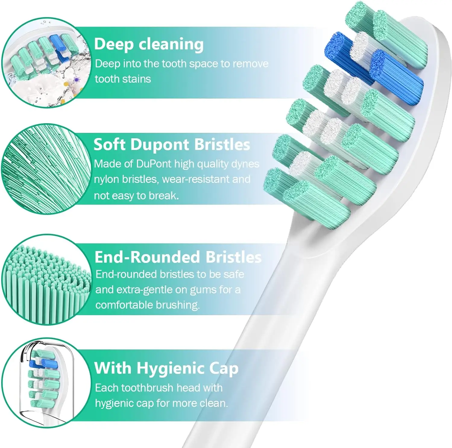 4-16pcs Toothbrush Replacement Heads Compatible with PH Replacement Heads, Electric Brush Head for 4100 5100 6100 9023