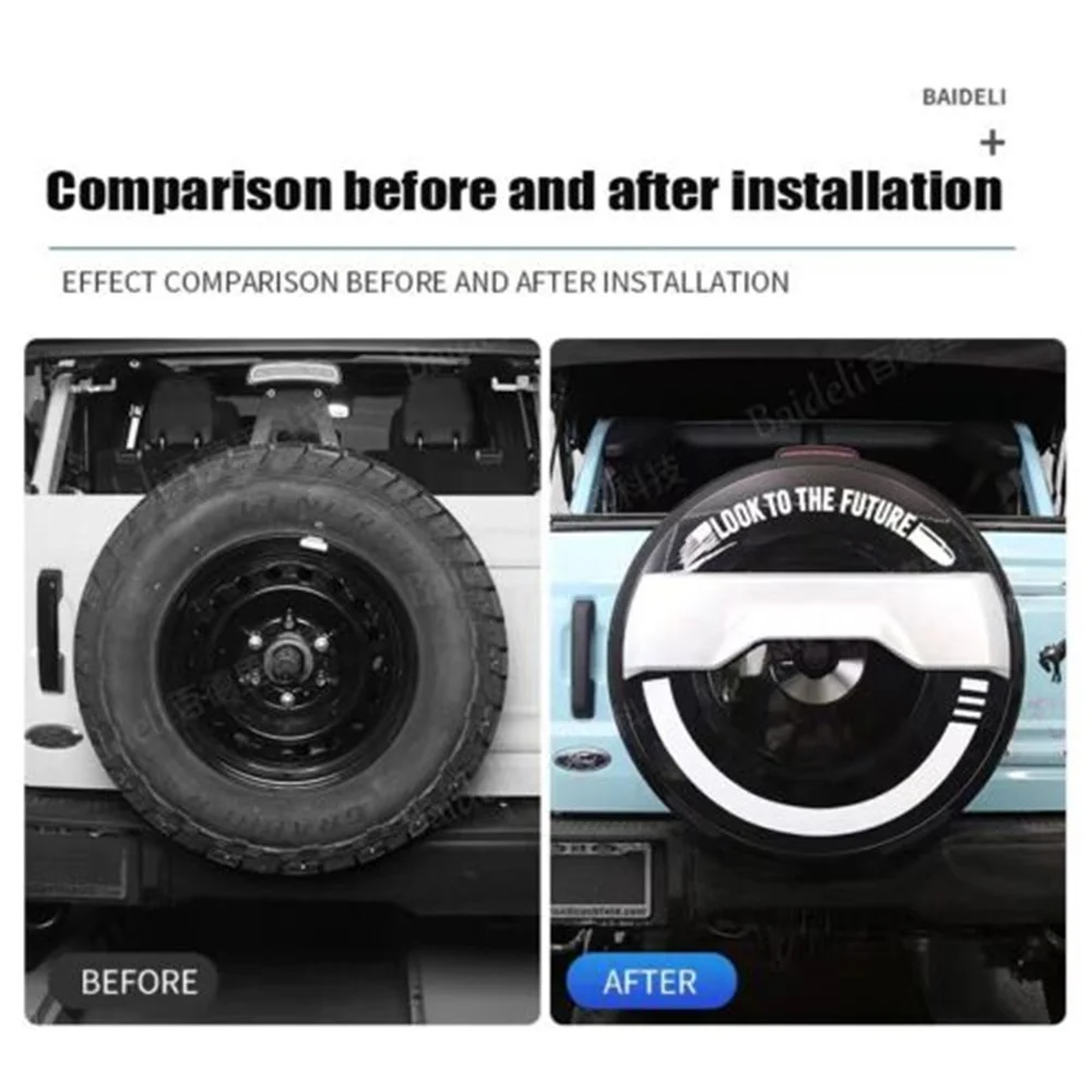 Car Body Spare Tire Tyre Wheel Cover Fits for Ford Bronco 4 Door 2021 2022 2023