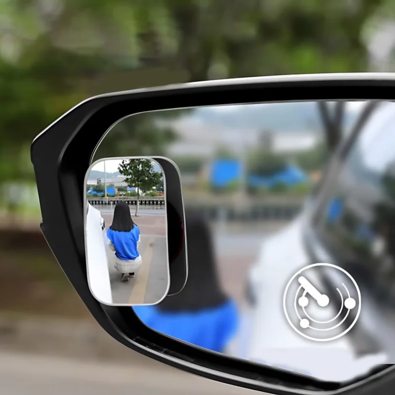 2Pcs Round Frame Convex Blind Spot Mirror Safety Driving Wide-angle 360 Degree Adjustable Clear Rearview Mirror Car Accessories