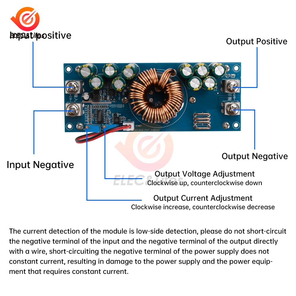 High Power DC-DC Buck Converter Step Down Power Supply Module 15-90V to 2.5-72V Adjustable Voltage Converter 800W 28A/1200W 50A