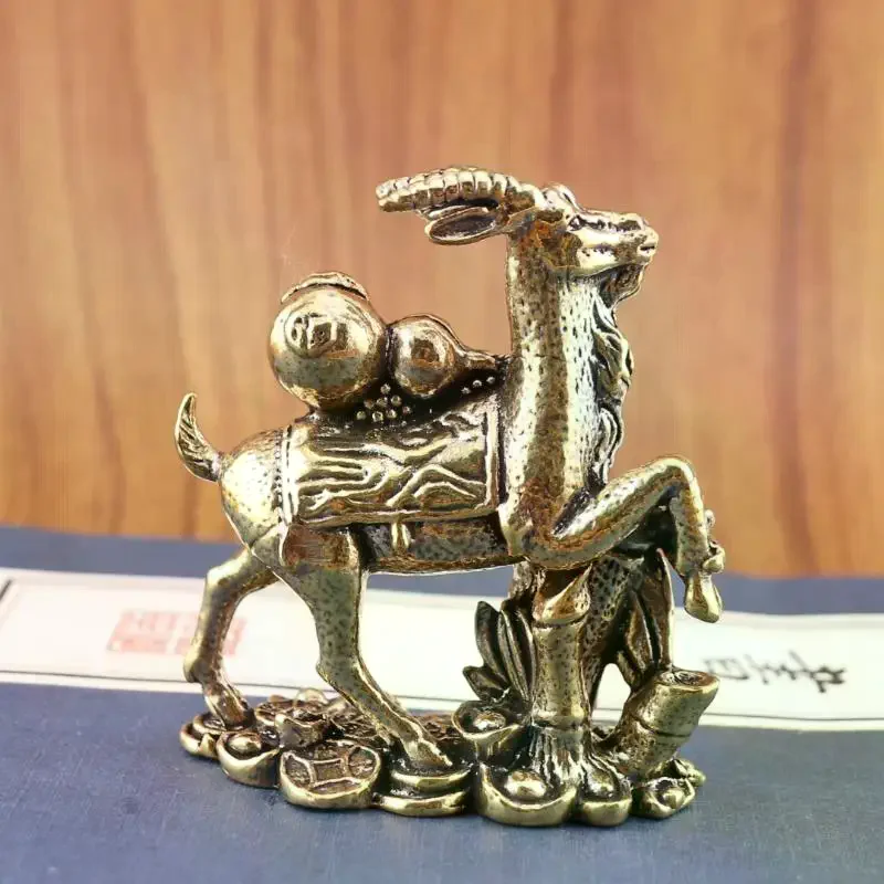 Vintage Brass Sheep Statue Desktop Ornament Metal Cute Figurines Miniatures Home And Office Decoration Car Ornaments